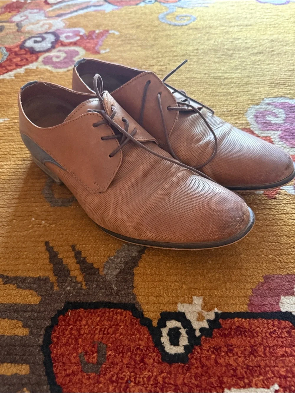 Reaction Kenneth Cole Men's Brown Leather Lace-Up Derby Shoes